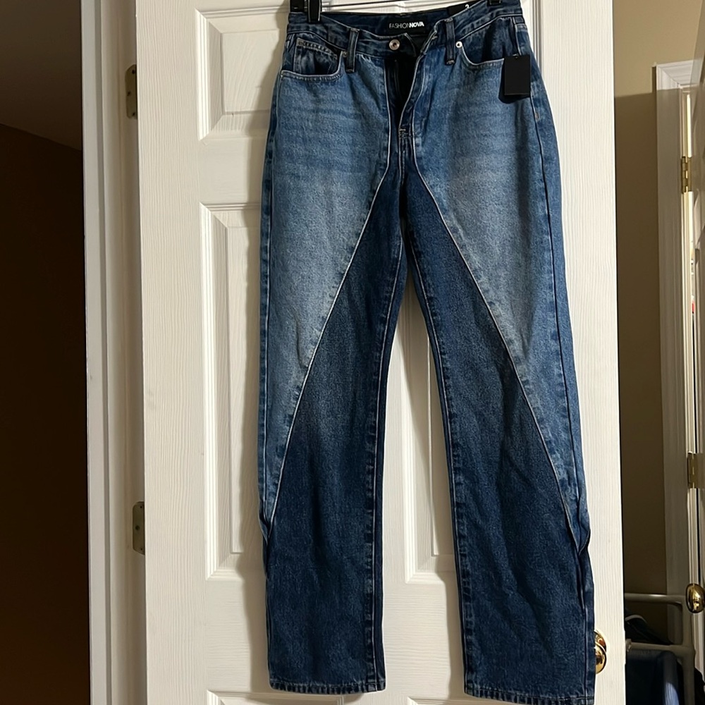 Fashion Nova two-tone jeans